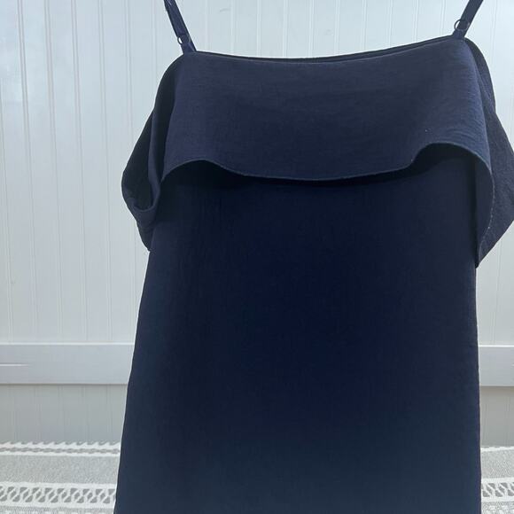 Elizabeth and James Tara Cold Shoulder Top Navy Blue Spaghetti Strap Zip Slits - Picture 1 of 12